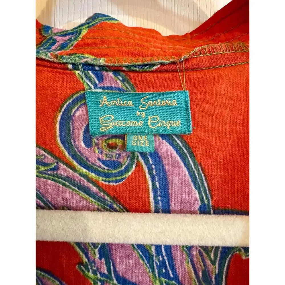 ANTICA SARTORIA FLOWER GARDEN GREAT BEADWORK Cotton Caftan, Coverup, Tunic OS - Picture 6 of 9